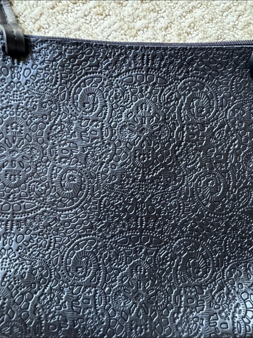 Black embossed leather B.May bag